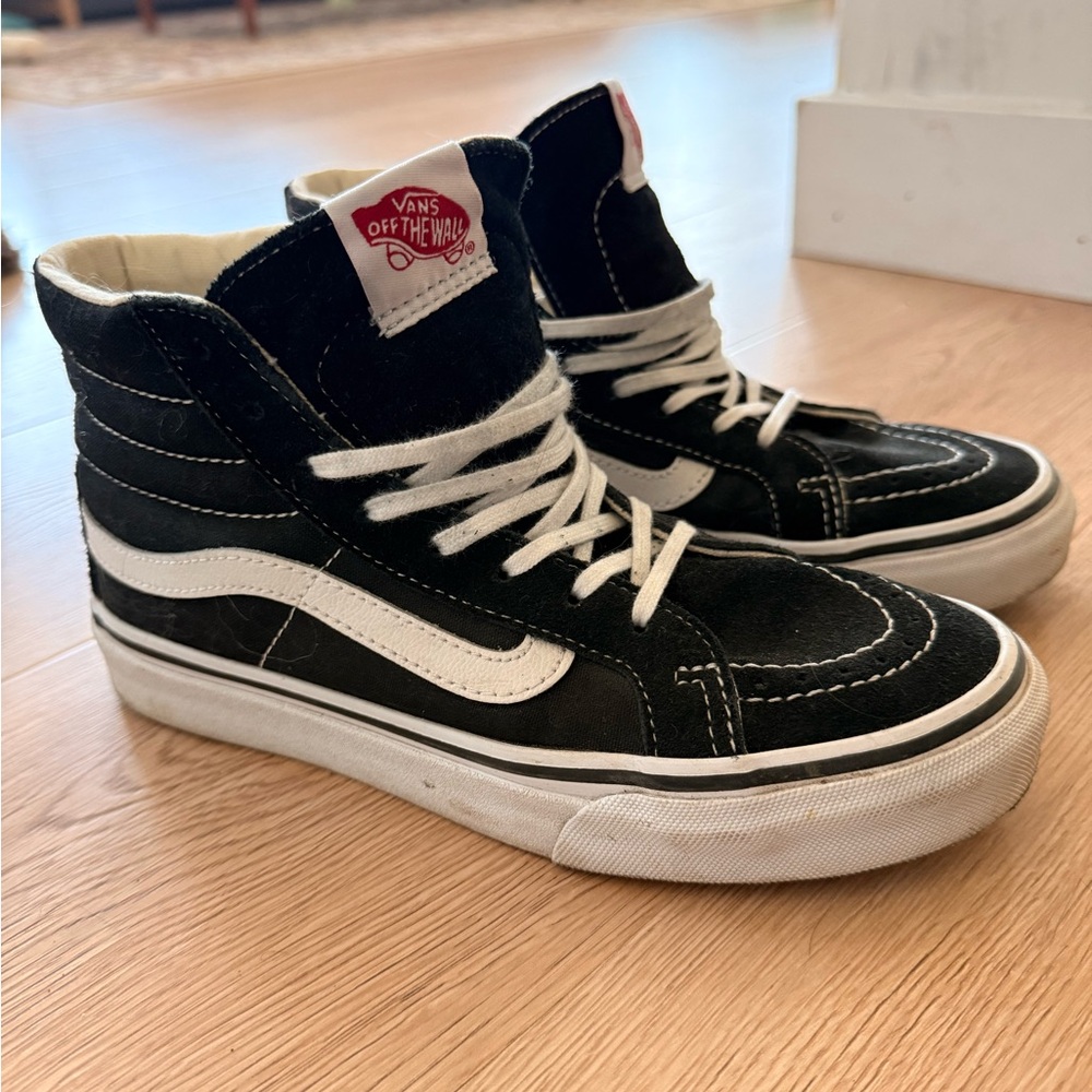 Vans Black and White High-Top Shoes